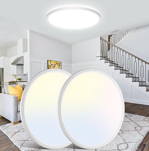 15W Flush Mount LED Ceiling Light – Brushed Nickel, 3 CCT