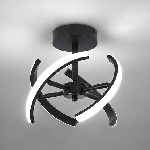 Curved LED Ceiling Light – 22W Cool White, Silver