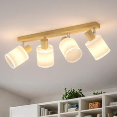 3-Way Kitchen Ceiling Spotlight with Adjustable Wooden Bar