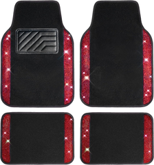 Luxury Bling Diamond Car Floor Mats – 4PCS Sparkly Rhinestone Waterproof Set for Cars, SUVs & Vans (Black Silver)