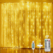 300 LED Cold White Curtain Fairy Lights with Remote