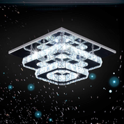 Crystal LED Ceiling Light – Modern K9 Crystal Chandelier, Stainless Steel Flush Mount Fixture for Dining & Living Room