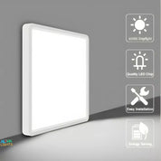 18W 12 Inch LED Ceiling Light, 3240LM IP54 Waterproof Square Flush Mount Ceiling Lamp, 6500K Cool White for Bathroom, Kitchen & Bedroom