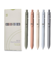 Gel Pens 0.5mm Fine Point | Smooth Black Ink | Retractable Silicone Grip (5 Pcs Morandi)