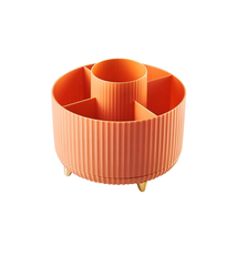 Rotating Makeup Organizer with Brush Holder, 5 Compartments for Vanity Storage