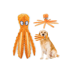 Squeaky Octopus Dog Toy, No-Stuffing Crinkle Chew Toy for Medium & Large Dogs