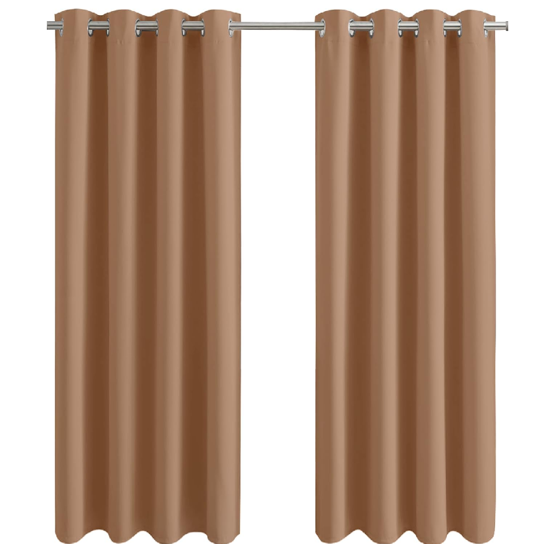 Thermal Blackout Curtains 46x54" – Grey Eyelet Room Darkening Drapes, 2 Panels
