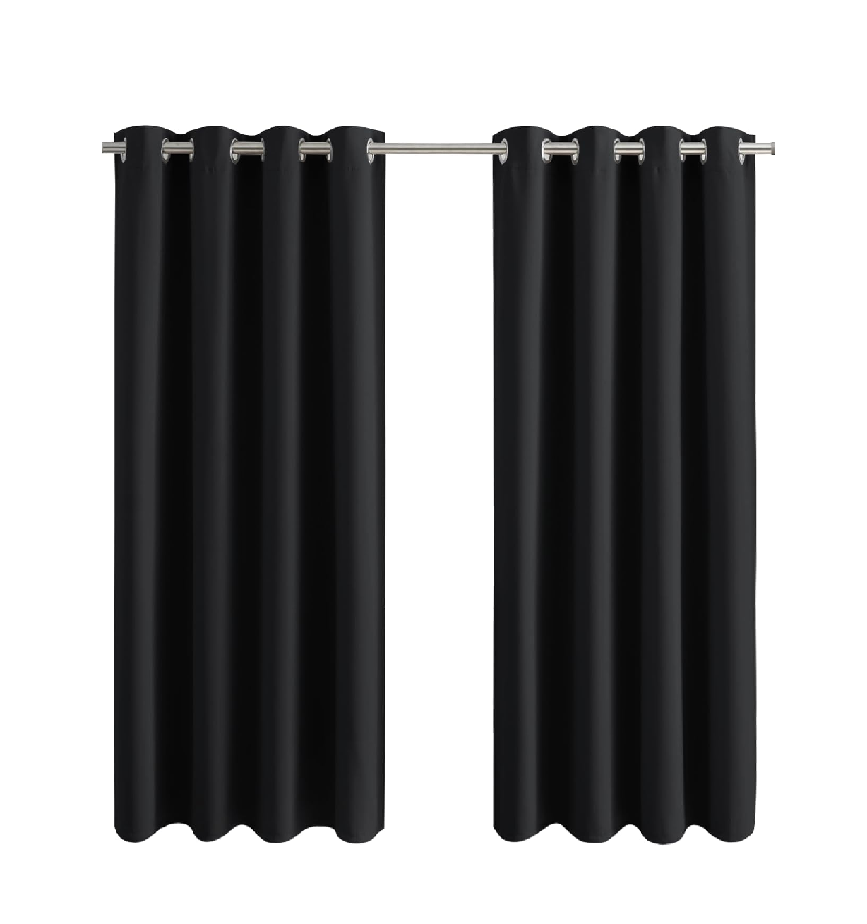 Thermal Blackout Curtains 46x54" – Grey Eyelet Room Darkening Drapes, 2 Panels