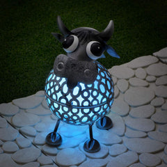 Cow Metal Scroll Garden Lights with Colour Changing LED Lights | Garden Lights Solar Powered Waterproof Outside Lights & Garden Gifts