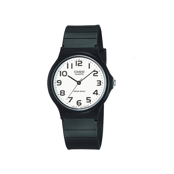 Men’s MQ24-7B2 Analog Quartz Watch with Black Resin Band and White Dial