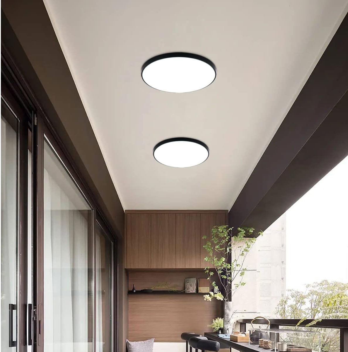 24W Round LED Flush Mount Ceiling Light, Acrylic Lamp Shade, Lighting Fixture for Bedroom Corridor Decoration