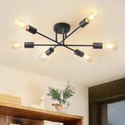 Modern 6-Light Gold Black Sputnik Ceiling Light, E27 Base