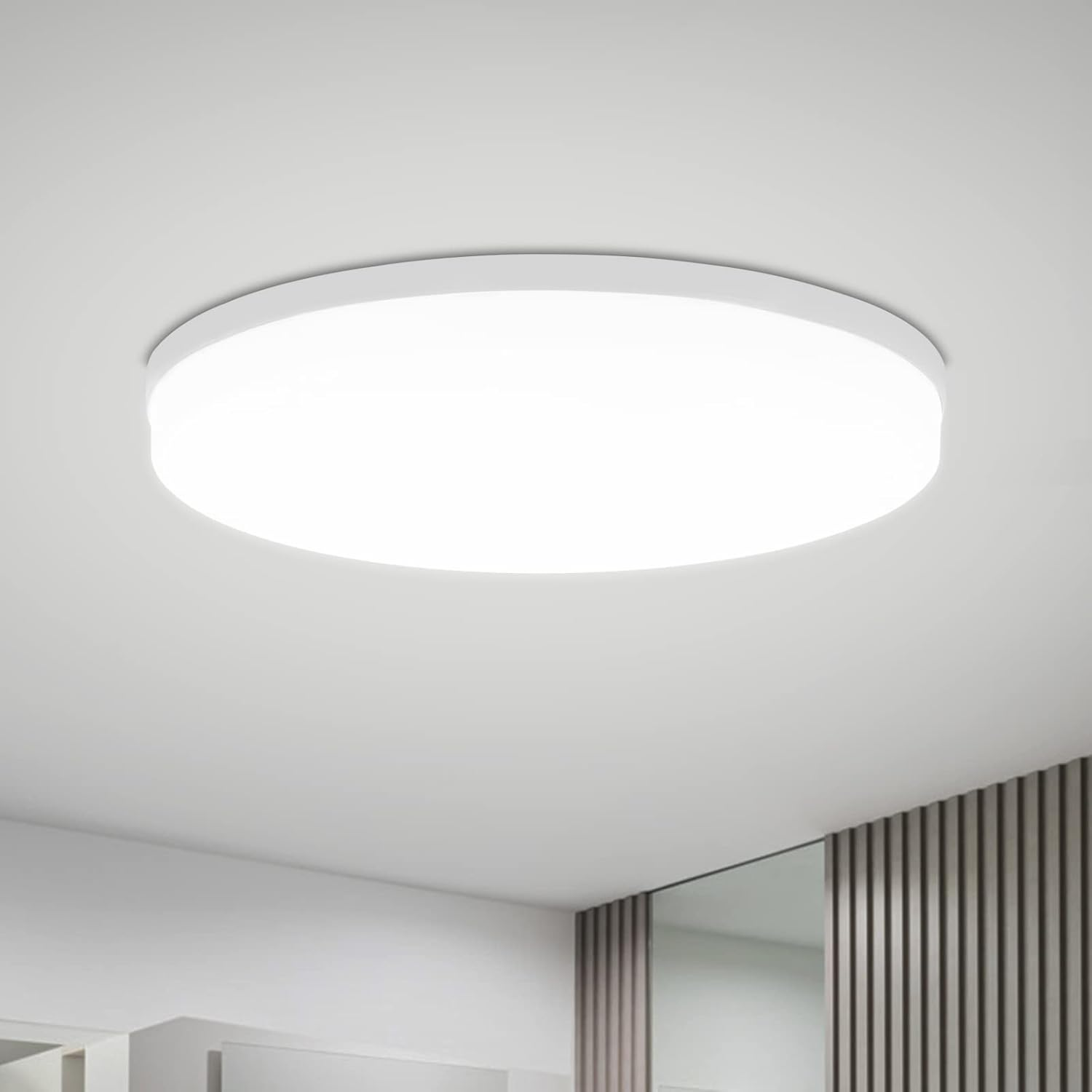 24W Bathroom Ceiling Light, Round LED Ceiling Light, 6000K Cool White, IP44 Waterproof Flush Mount Dome Ceiling Lamp for Bathroom, Bedroom, Hallway, Stairs, Corridor, Balcony & Bulkhead