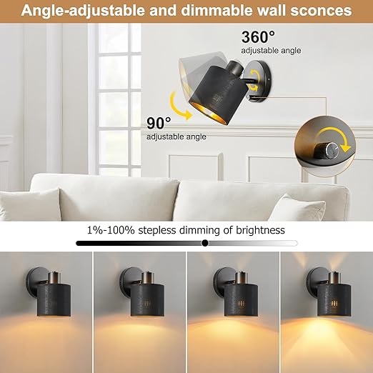 Dimmable Gold Wall Light with Beige Fabric Lampshade