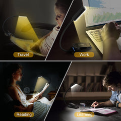 Gritin Reading Light 9 LED Rechargeable Book Lamp | 3 Eye Protecting Modes (Warm & Cool White) Portable Clip Light with Stepless Dimming, Long Battery Life, 4-Level Power Indicator & Flexible Clip