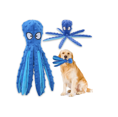 Squeaky Octopus Dog Toy, No-Stuffing Crinkle Chew Toy for Medium & Large Dogs