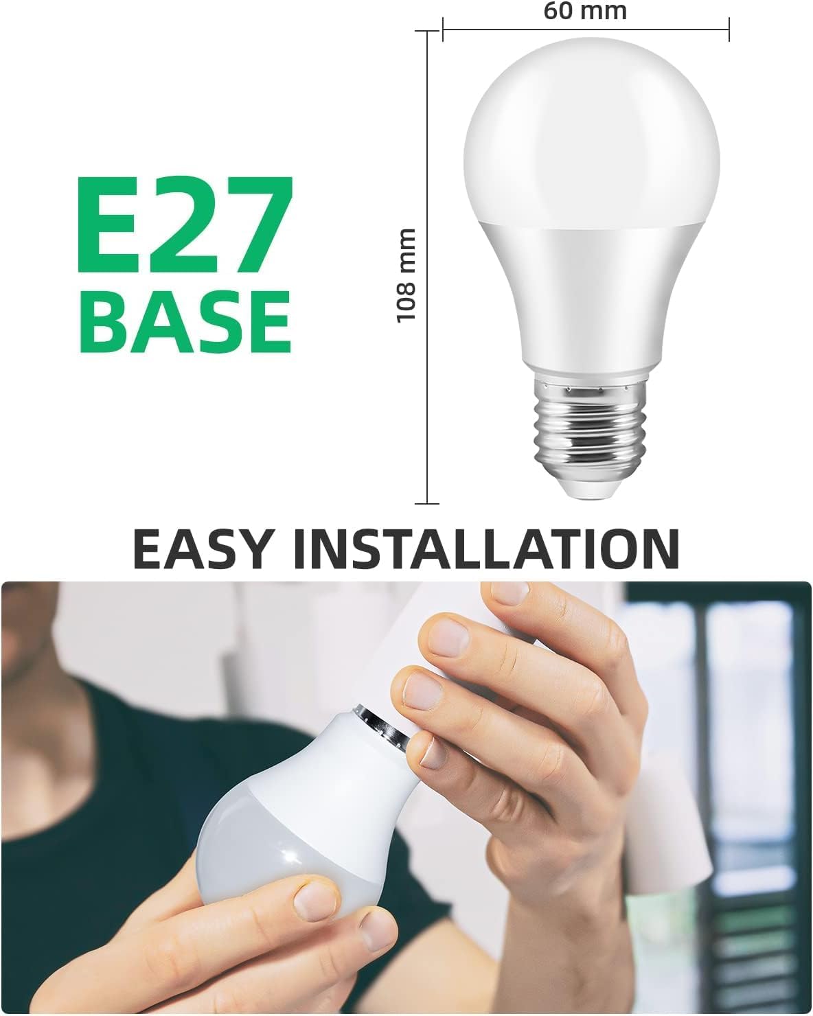 7W E27 LED Bulb, Non-Dimmable, Pack of 6