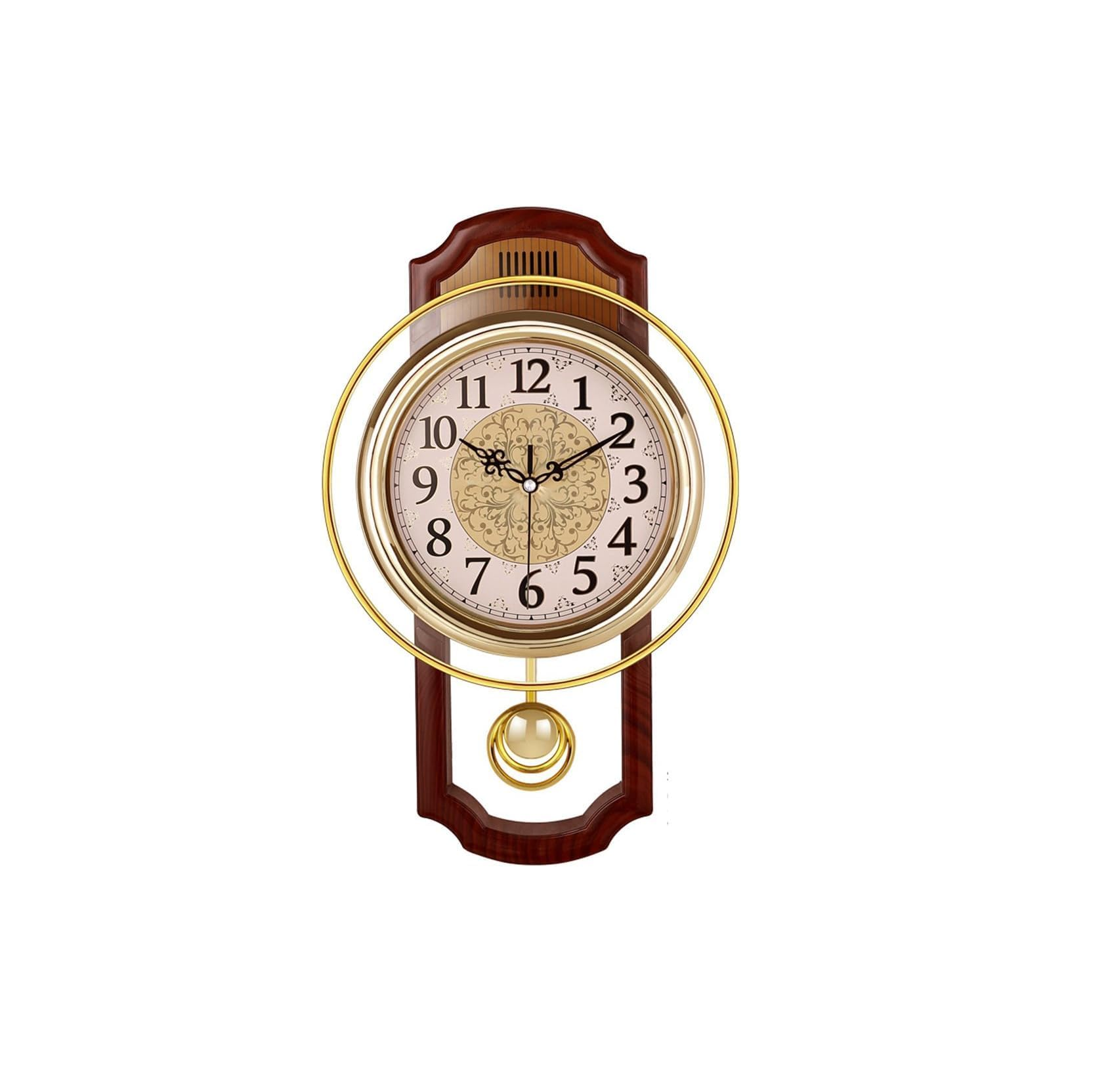Retro Swing Wall Clock, Silent Non-Ticking Quartz Clock for Living Room & Bedroom