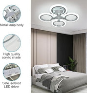 Modern 4-Ring LED Ceiling Light, Chrome, 6500K Daylight