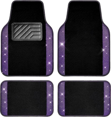 Luxury Bling Diamond Car Floor Mats – 4PCS Sparkly Rhinestone Waterproof Set for Cars, SUVs & Vans (Black Silver)