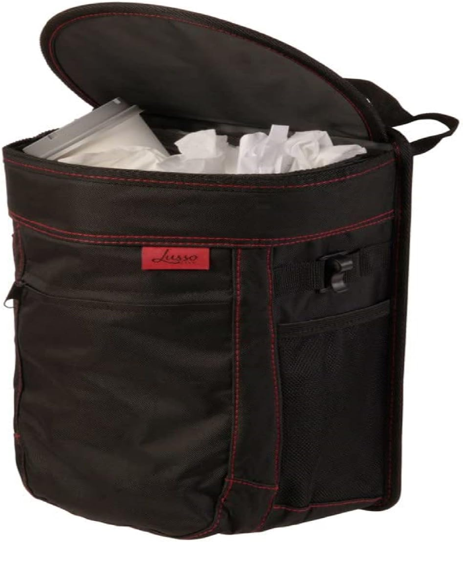 Large 9L Spill-Proof Car Trash Bin – Odor-Free Car Rubbish Can with Removable Liner & Pockets