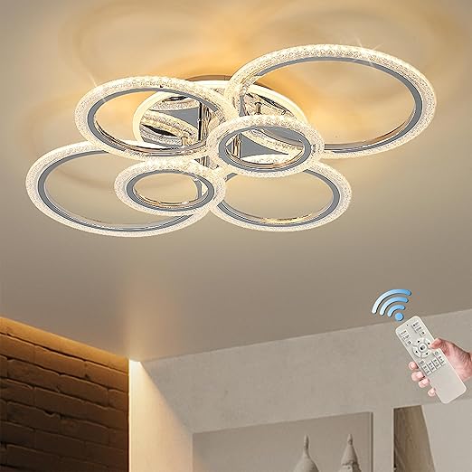 Modern 4-Ring LED Ceiling Light 58W Dimmable with Remote