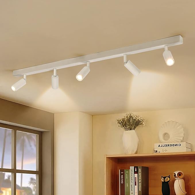 Black 5-Way Ceiling Spotlight with Adjustable Rotatable LED Lights