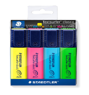 Textsurfer Classic Highlighters – Pack of 4 Assorted Bright Colours, Chisel Tip