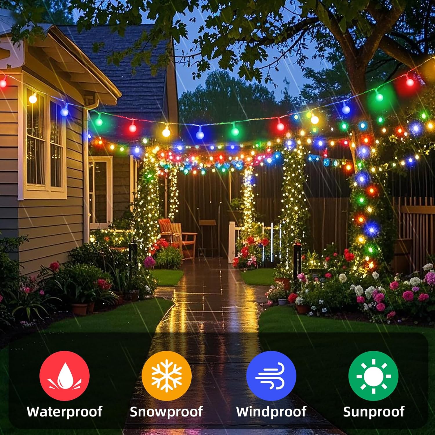 12M 100 LED Battery Operated Multicolor Globe Fairy Lights