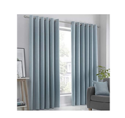 Linen Eyelet Curtains 66x54" – Thermal Soft Drapes, 2 Panels, Black