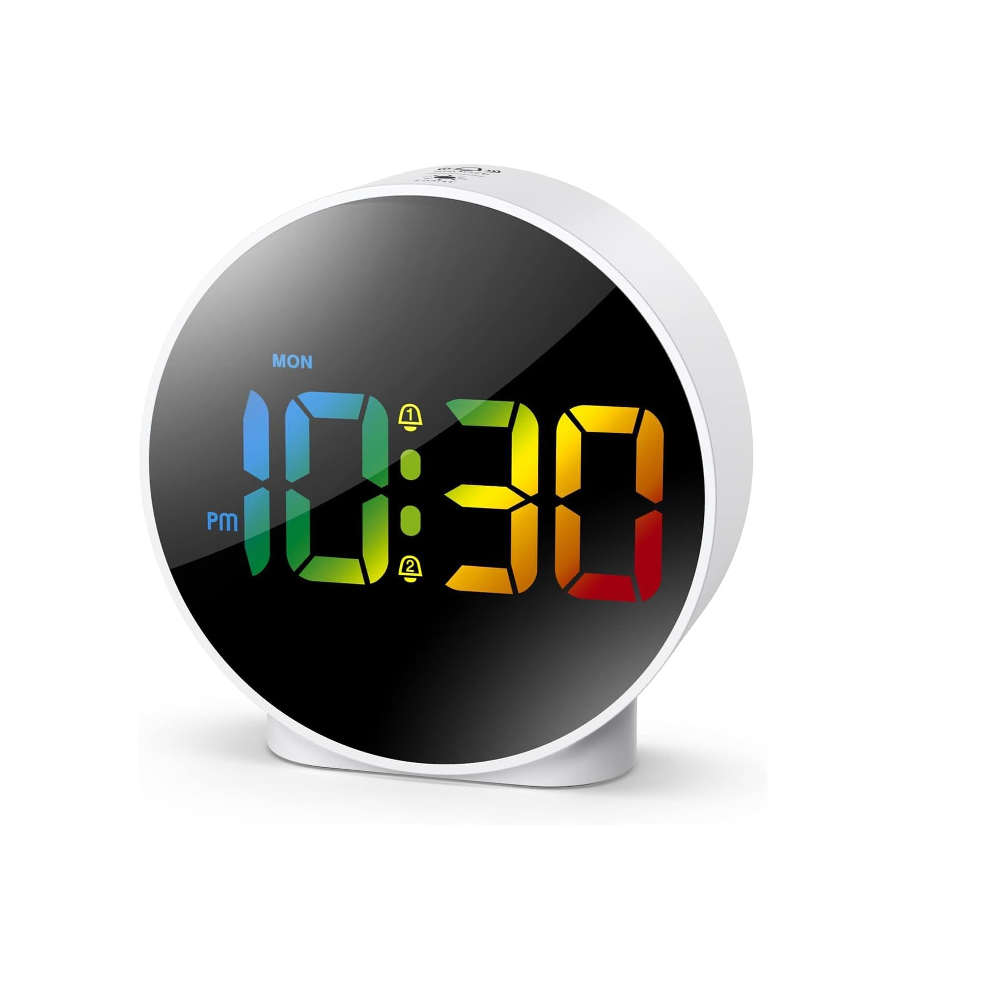 Curved LED Digital Alarm Clock with Dual Alarms, Snooze & 4-Level Brightness