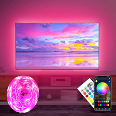 LED TV Backlight - 2.5M USB RGB Strip Lights with Remote & Music Sync for 40-60 Inch TVs