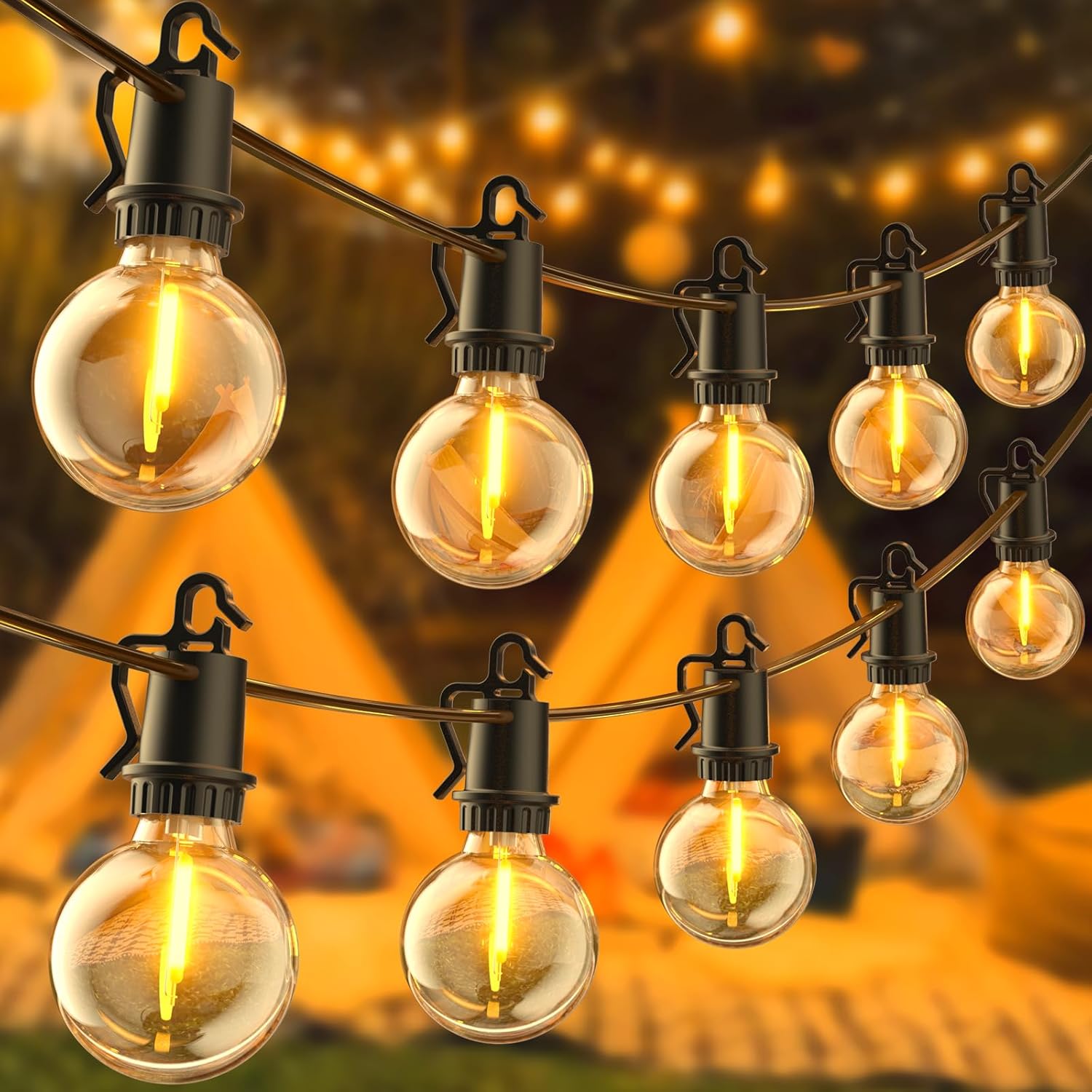 56FT Solar Garden Festoon Lights with Remote