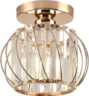 Small Crystal Flush Mount Ceiling Light with Black Shade