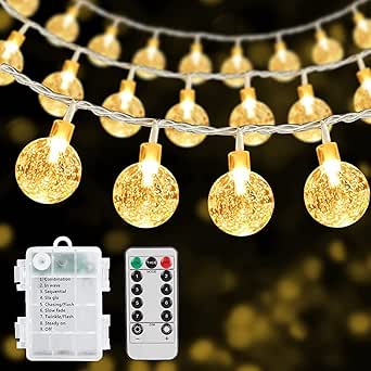 36ft Solar Crystal Ball String Lights with Remote Control