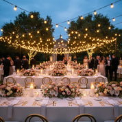 15M Outdoor LED Festoon String Lights with 25 Bulbs – Mains Powered, Warm White – Energy-Efficient, Durable & Waterproof Garden Patio Party Lights for Outdoor Use