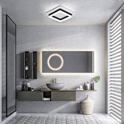 Square Modern Led Ceiling Light Fixture, 24W Black Flush Mount Hallway Ceiling Light Small Close to Ceiling Lamp for Living Room Bedroom Kitchen Balcony Cloakroom (Cool White, 6000K)