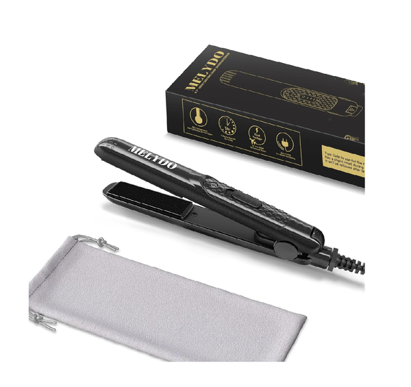 Mini Hair Straightener – Ceramic Flat Iron for Short Hair & Bangs, Dual Voltage Travel Size (Black)