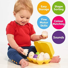 Toomies Hide & Squeak Eggs – Baby Shape Sorter & Sensory Toy, 6–36 Months