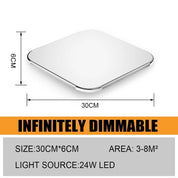 Modern 24W Dimmable LED Ceiling Light with Remote