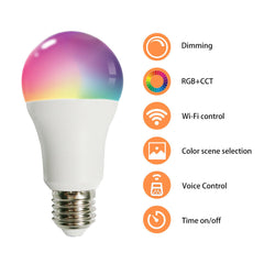 WiFi Smart Bulb A60 E27 LED, 10W RGB+CCT Dimmable 800LM, Works with Alexa & Google Home