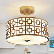 Modern Silver Drum Ceiling Light – 3-Bulb Semi Flush Mount Fixture