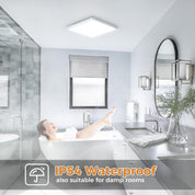 24W Square LED Ceiling Light 3240LM Super Bright, 6000K Cool White, IP44 Waterproof Bathroom Ceiling Light, Flush Mount LED Light for Kitchen, Bedroom, Living Room, Hallway, Office & Porch