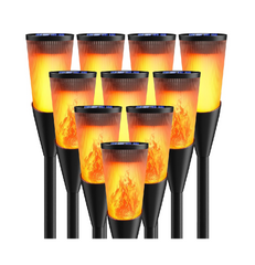 Solar Torch Lights Outdoor 10 Pack with Flickering Flame