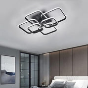 LED Ceiling Light with Remote – 4 Square Black Modern Chandelier