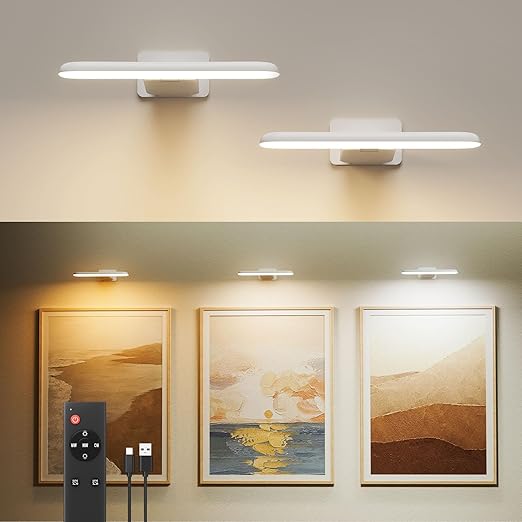 2 Pack Wireless Rechargeable Picture Lights with Remote Control