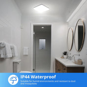 Square LED Ceiling Light, 4320lm, 6000K Daylight White, IP44 Waterproof, Energy-Saving Light for Bathroom, Kitchen, Bedroom, Office