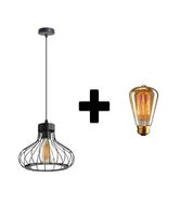 Industrial Retro Cage Ceiling Pendant Light, Vintage Hanging Lighting Fixture for Kitchen, Dining, and Loft Spaces