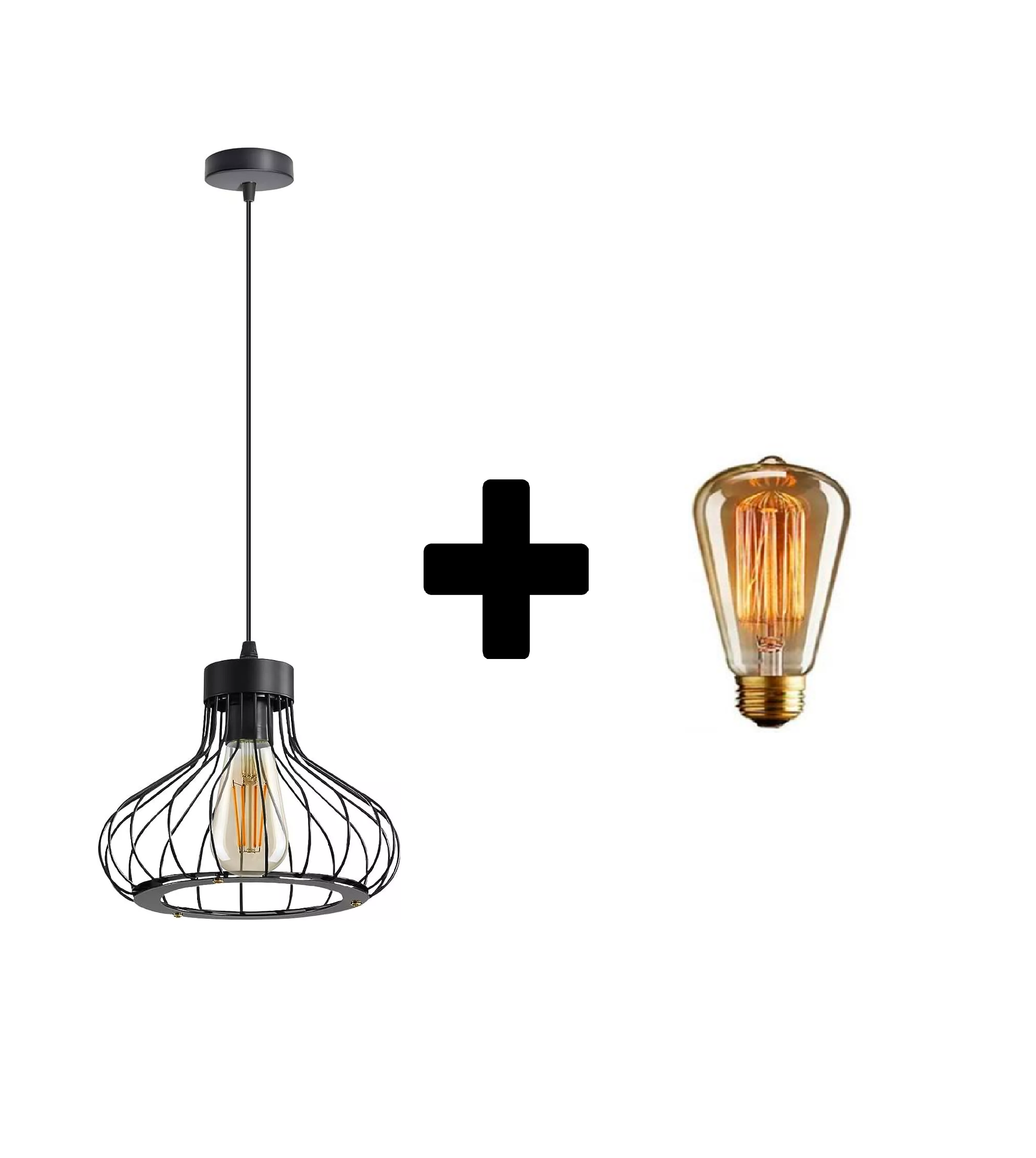 Industrial Retro Cage Ceiling Pendant Light, Vintage Hanging Lighting Fixture for Kitchen, Dining, and Loft Spaces