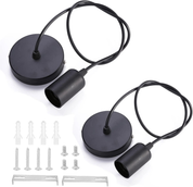 2 Pack E27 Pendant Light Fitting Ceiling Rose Pendant Modern Light Pendant Fitting Ceiling Fitting Set for Ceiling Pendant Light with 1M Cable